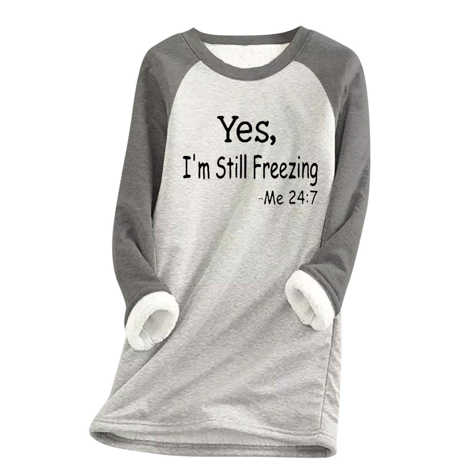 Women's Thickened Large Size Fleece Slim Fit Letter Printed Top