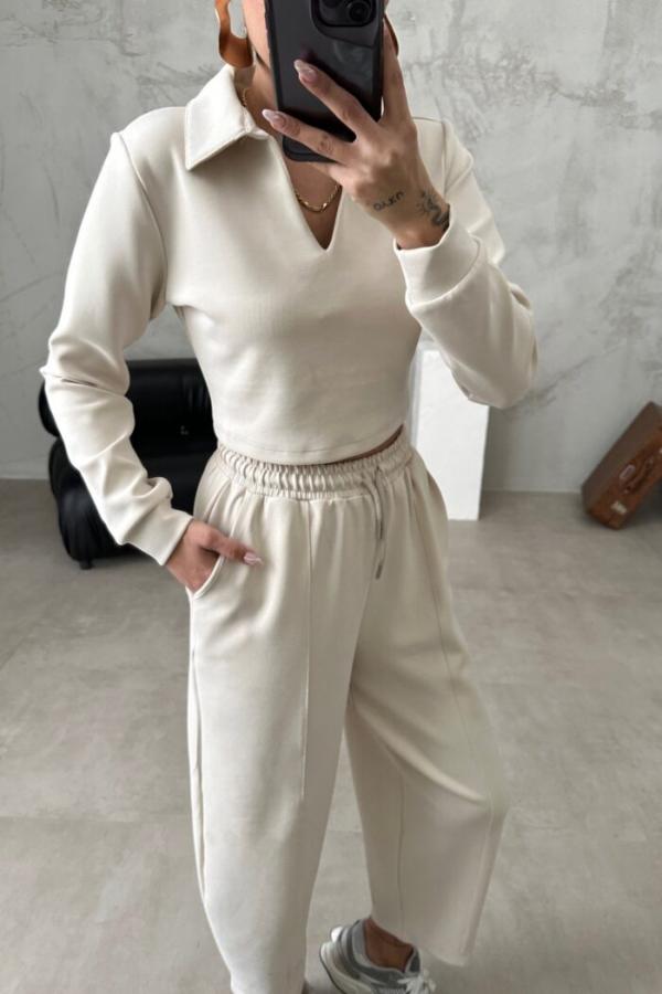 Two Piece Outfits Casual Lounge Sets V Neck Sweatshirt Pullover With Pants