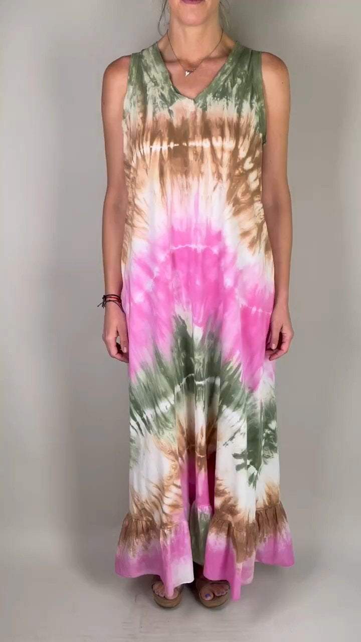 Casual V-neck Tie-dye Dress