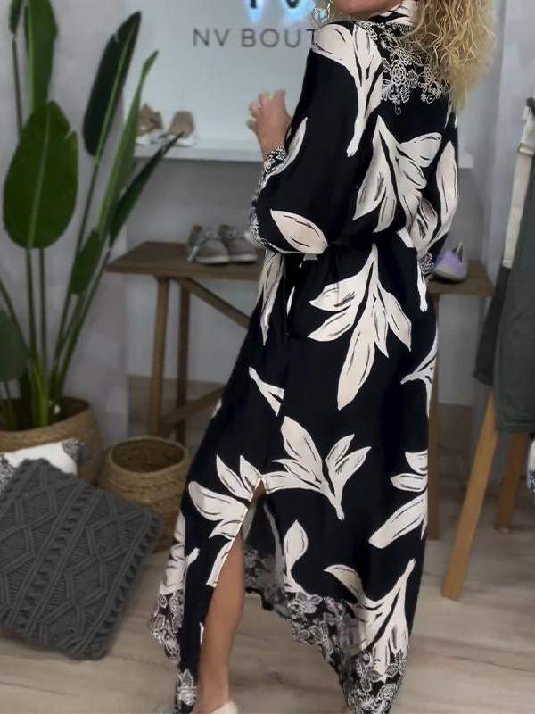 Casual V-neck Loose Printed Dress