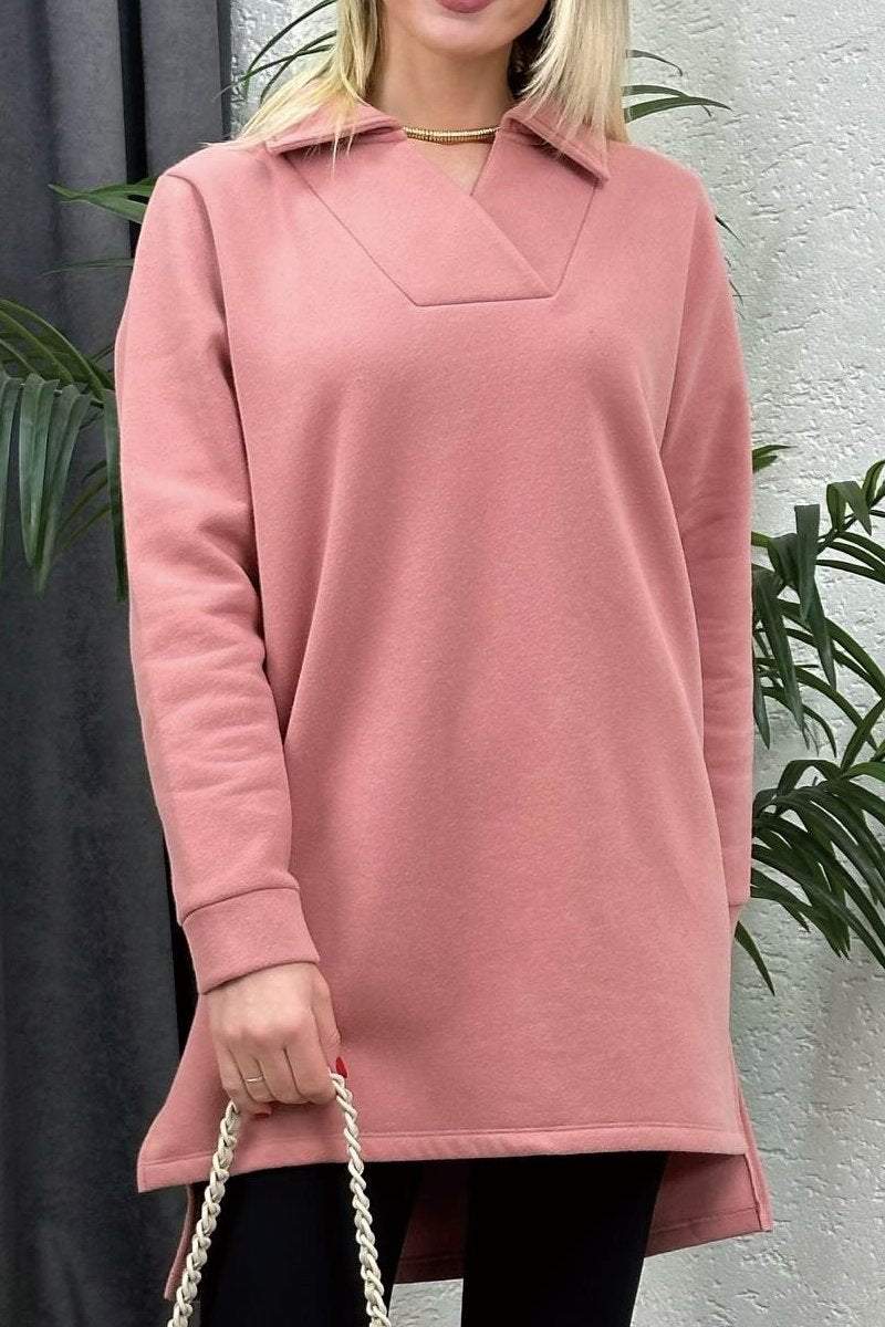 Women's solid color long pullover sweatshirt