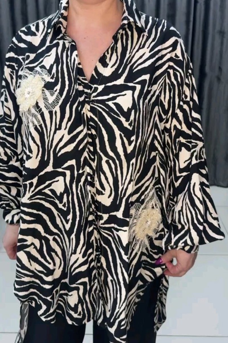 Women's zebra print long shirt