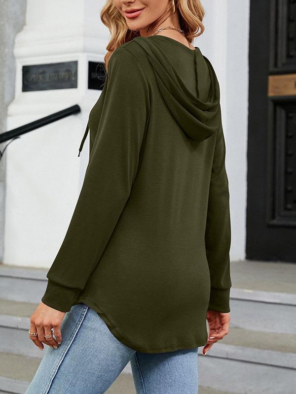 V-neck long-sleeved loose T-shirt sweatshirt