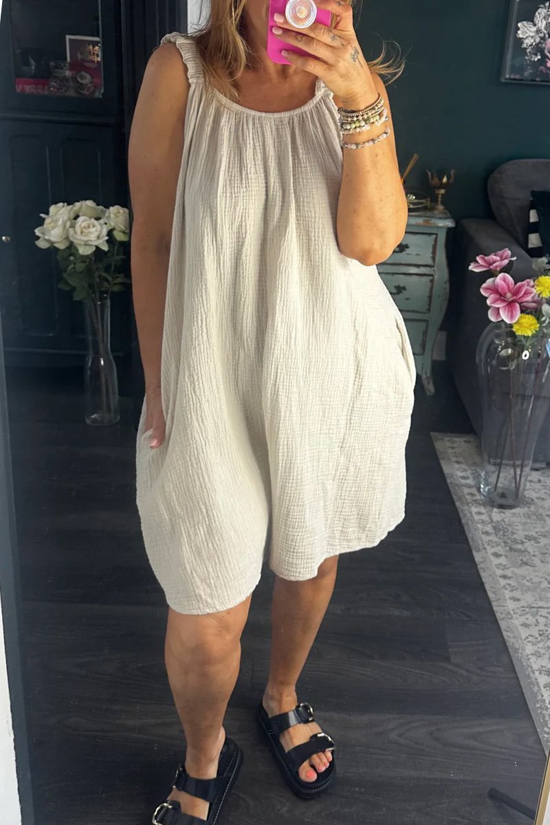 Women's solid color Cheesecloth playsuit