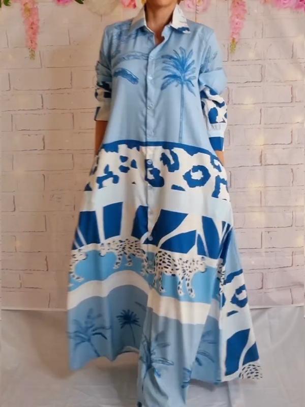 Summer Coconut Palm Tree Pattern Long Dress