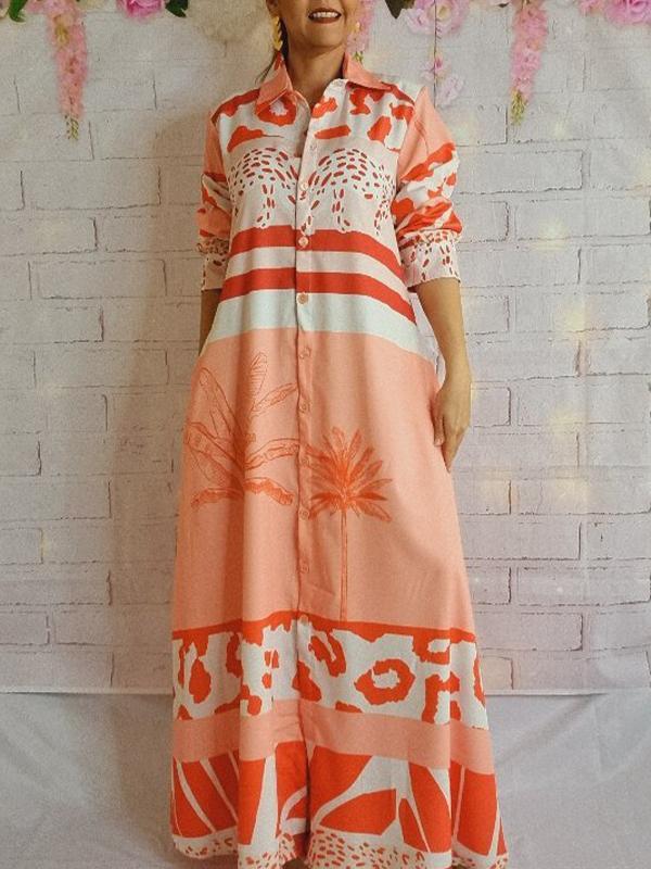 Summer Coconut Palm Tree Pattern Long Dress