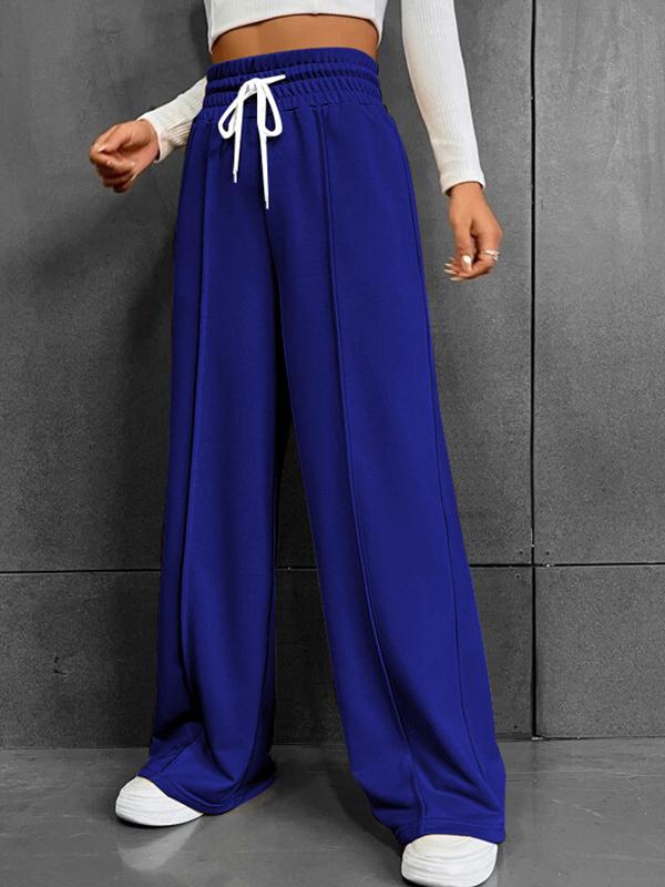 Casual, Comfortable and Loose High-waisted Drawstring Wide-leg Sweatpants