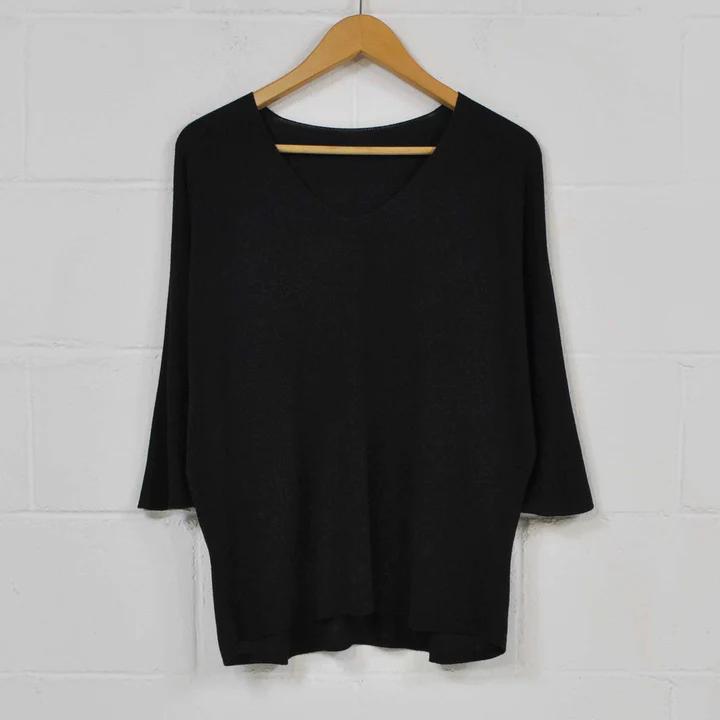 Women's Casual Solid Color Batwing Sleeve Knit Tops