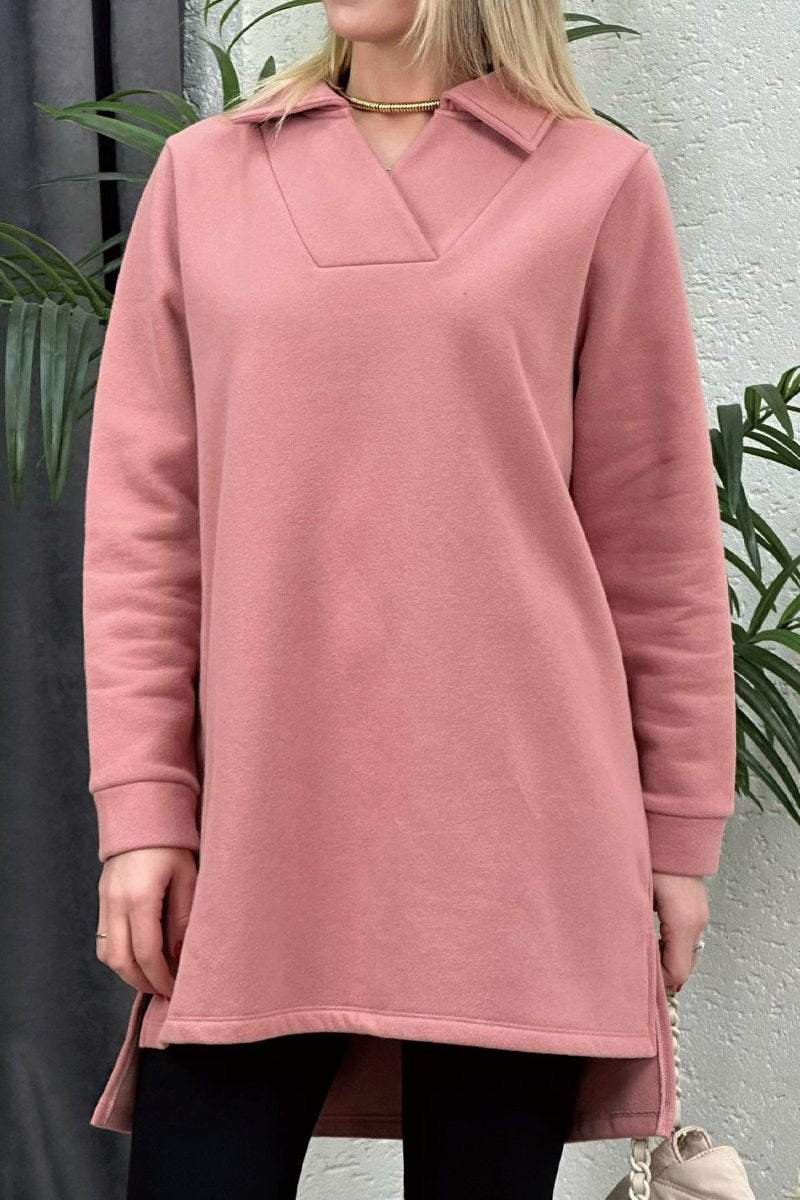 Women's solid color long pullover sweatshirt