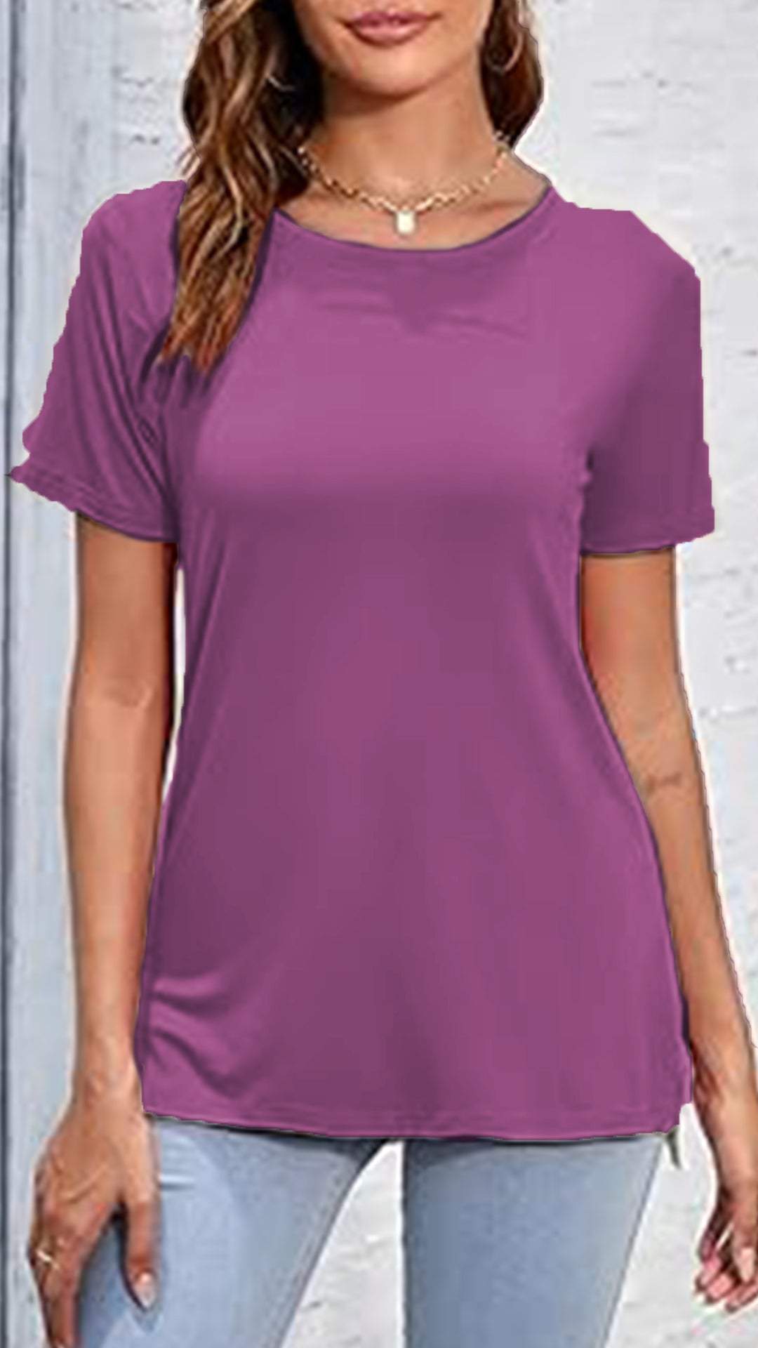 Round Neck Casual Solid Color Top