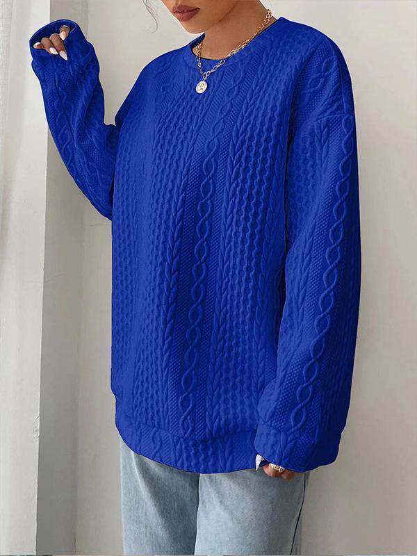 Women's casual comfort jacquard large size round neck sweatshirt