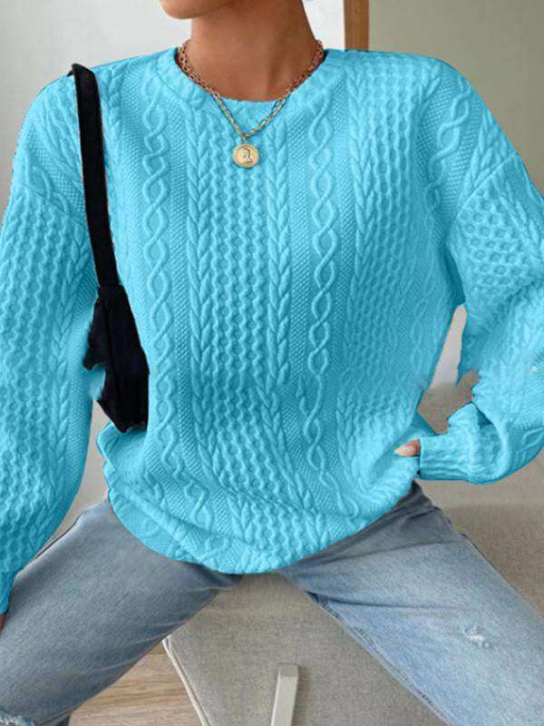 Women's casual comfort jacquard large size round neck sweatshirt