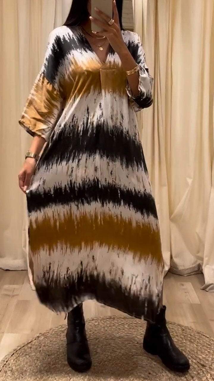 Women's Casual Tie-dye Printed Long-sleeved Dress