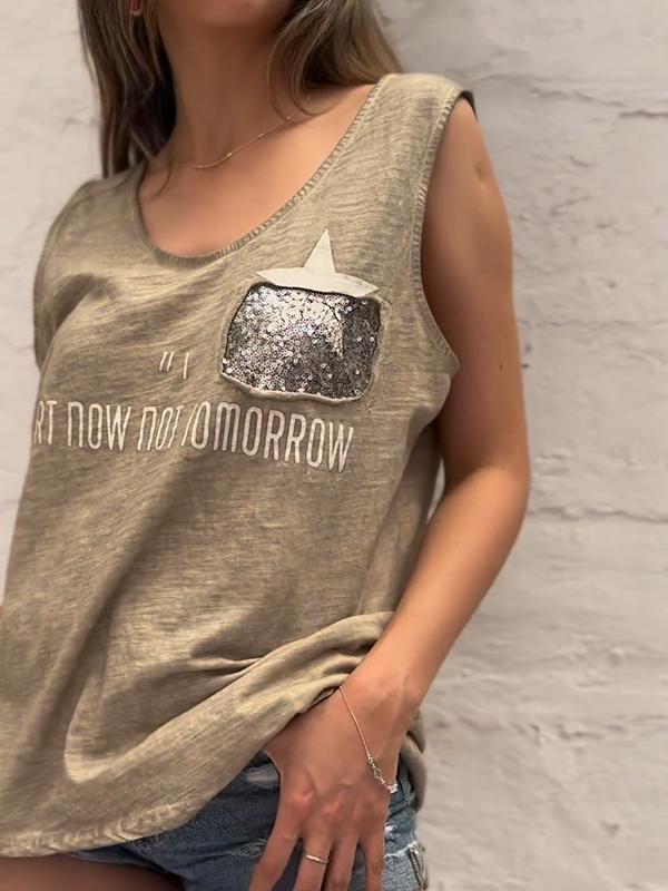 Casual Sequins Tank Top