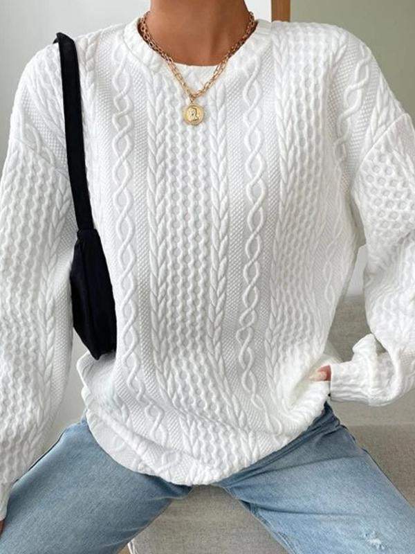 Women's casual comfort jacquard large size round neck sweatshirt