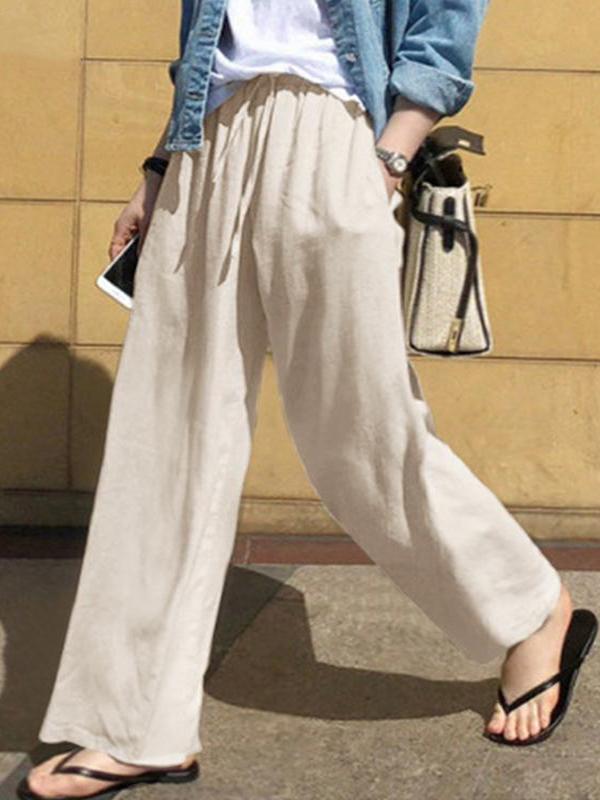 Women's Cotton Pants Solid Color Casual Slacks