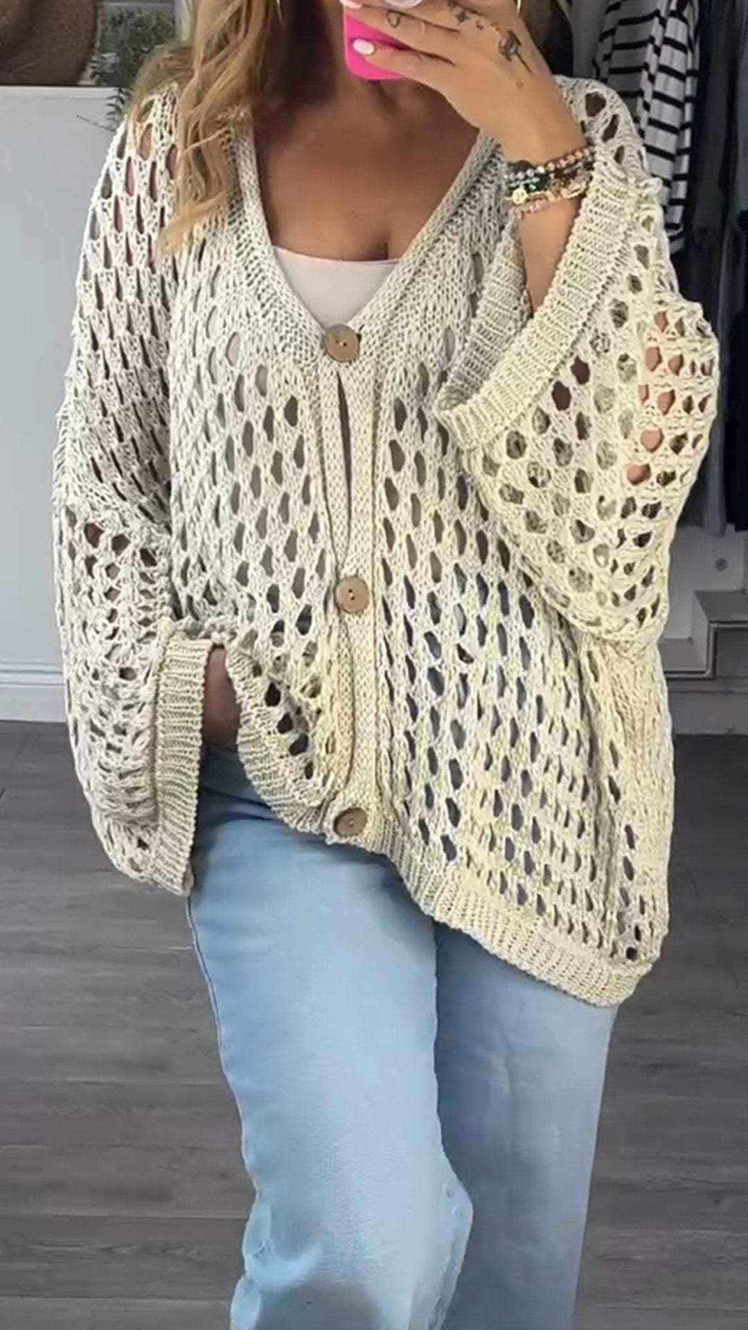 Women's Casual Knitted hollow pullover sweater