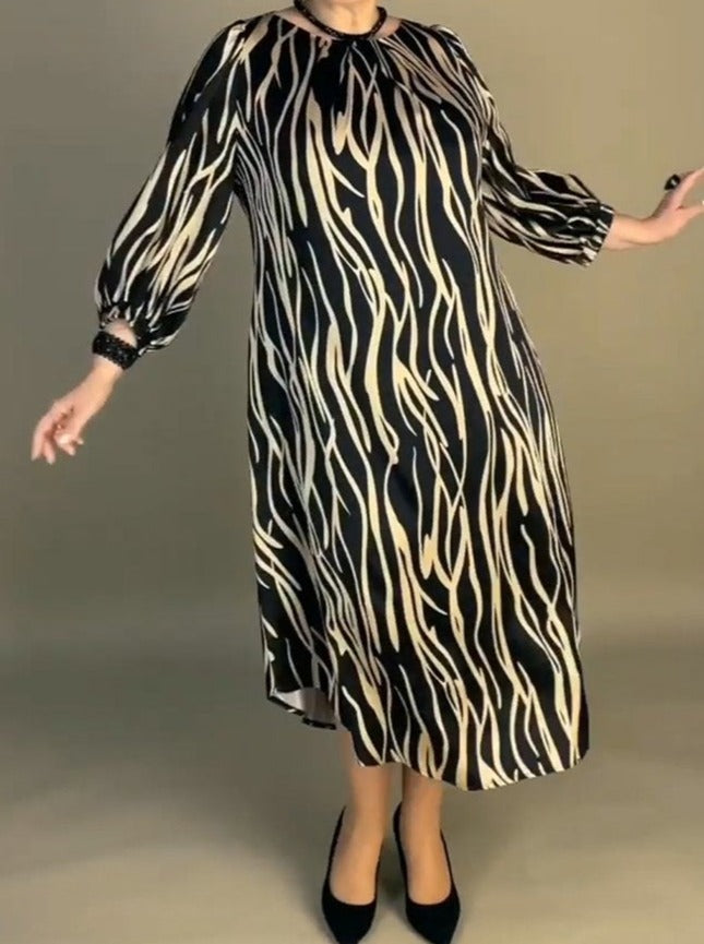 Round Neck Striped Design Loose Dress