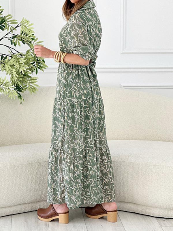 Women's Elegant Floral V Neck Dress