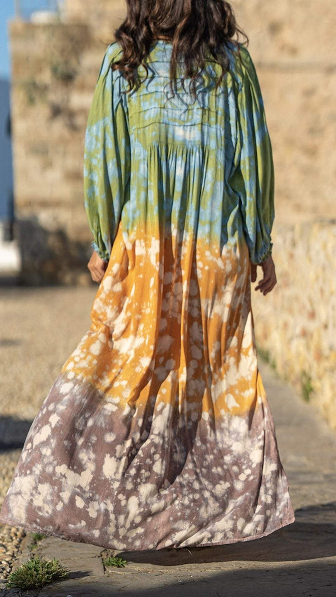 Women's Casual Tie-dye Printed Long-sleeved Dress