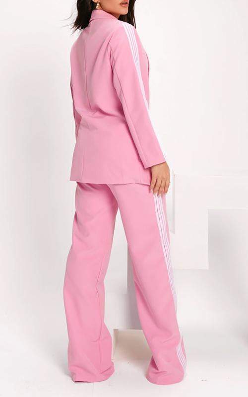 Women's Lapel Long-sleeved Striped Casual Suit