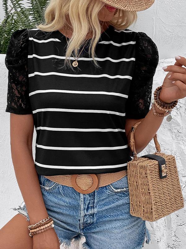 Short sleeve striped slim fit top