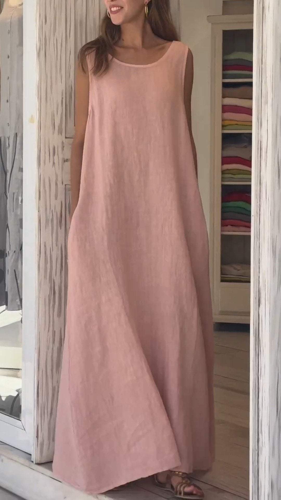 Simple Casual Cotton and Linen Long Skirt