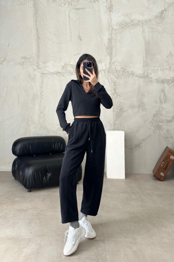 Two Piece Outfits Casual Lounge Sets V Neck Sweatshirt Pullover With Pants