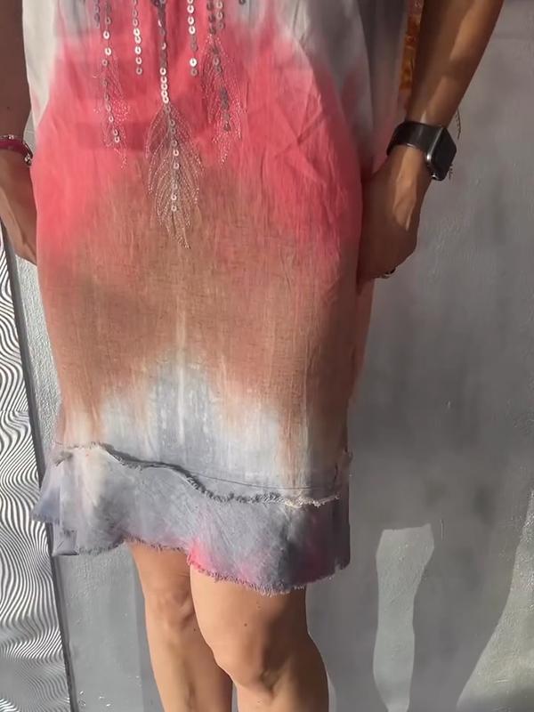 Women Casual Tie-dye Printed Dress