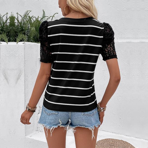 Short sleeve striped slim fit top