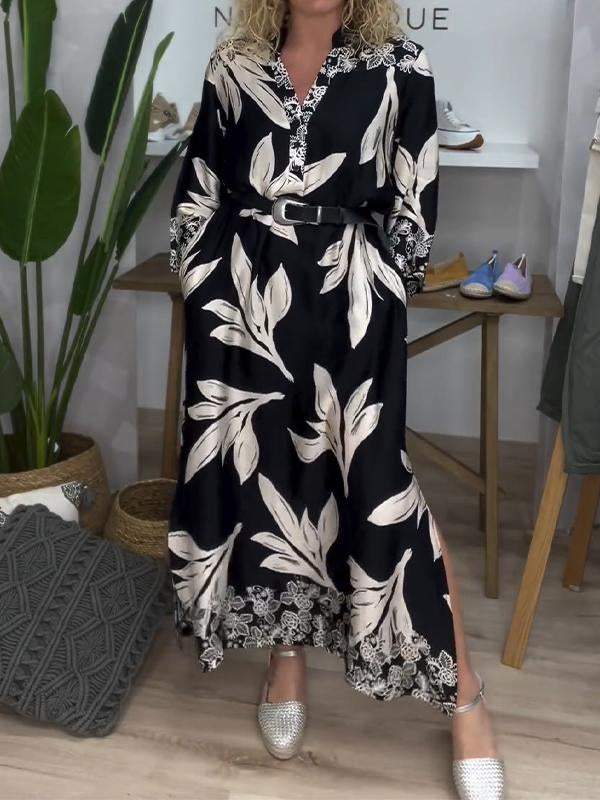 Casual V-neck Loose Printed Dress