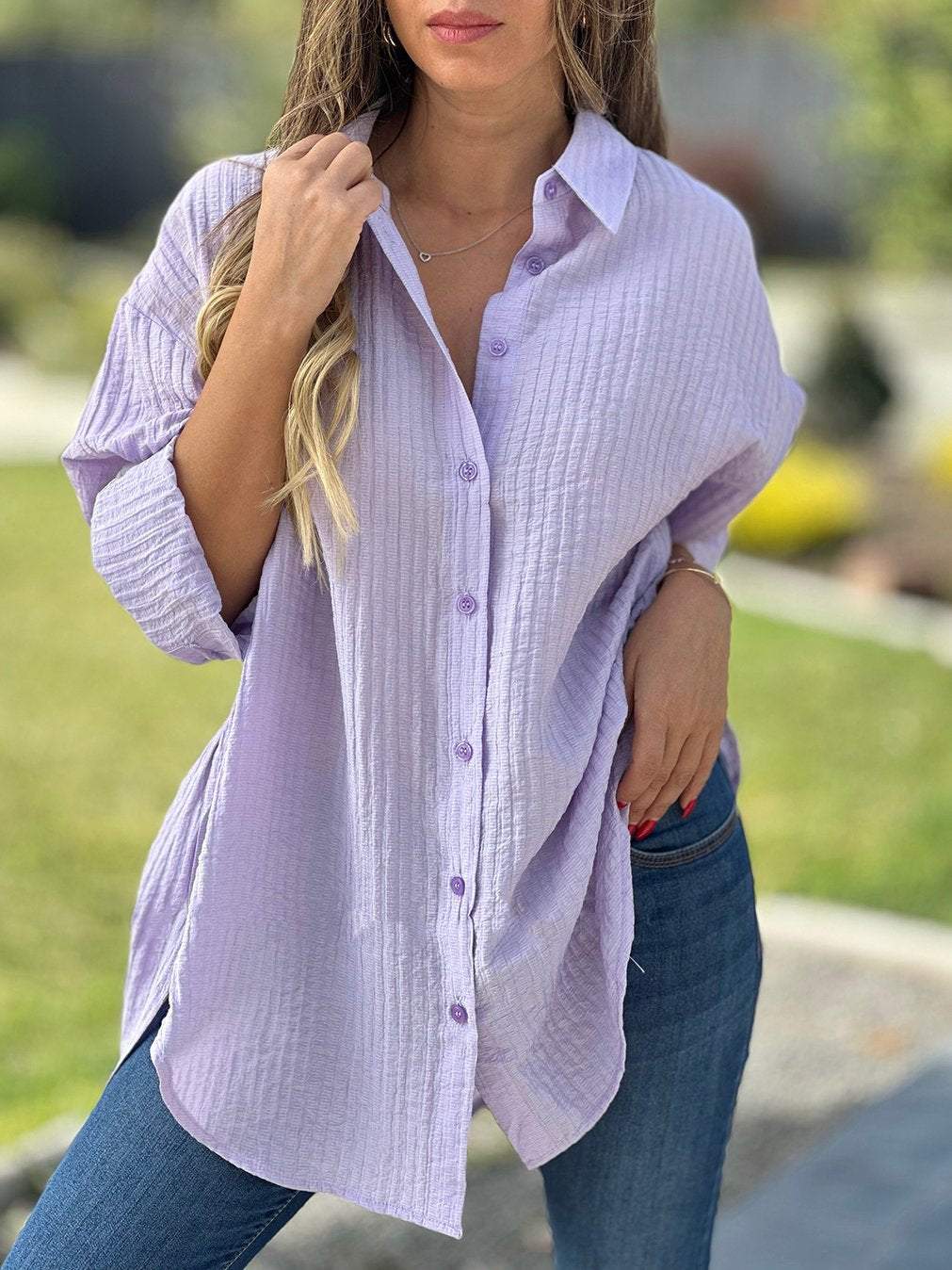 Women's Casual Cross Back Long Sleeve Shirt