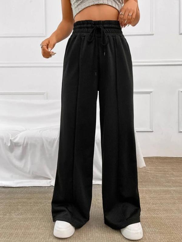 Casual, Comfortable and Loose High-waisted Drawstring Wide-leg Sweatpants