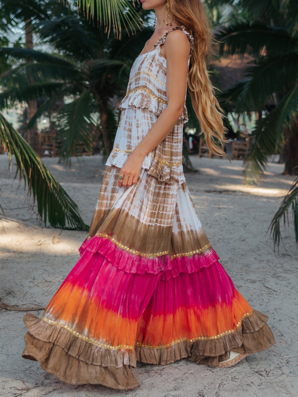 Women's Bohemian Ombre Tie Dye Print Dress