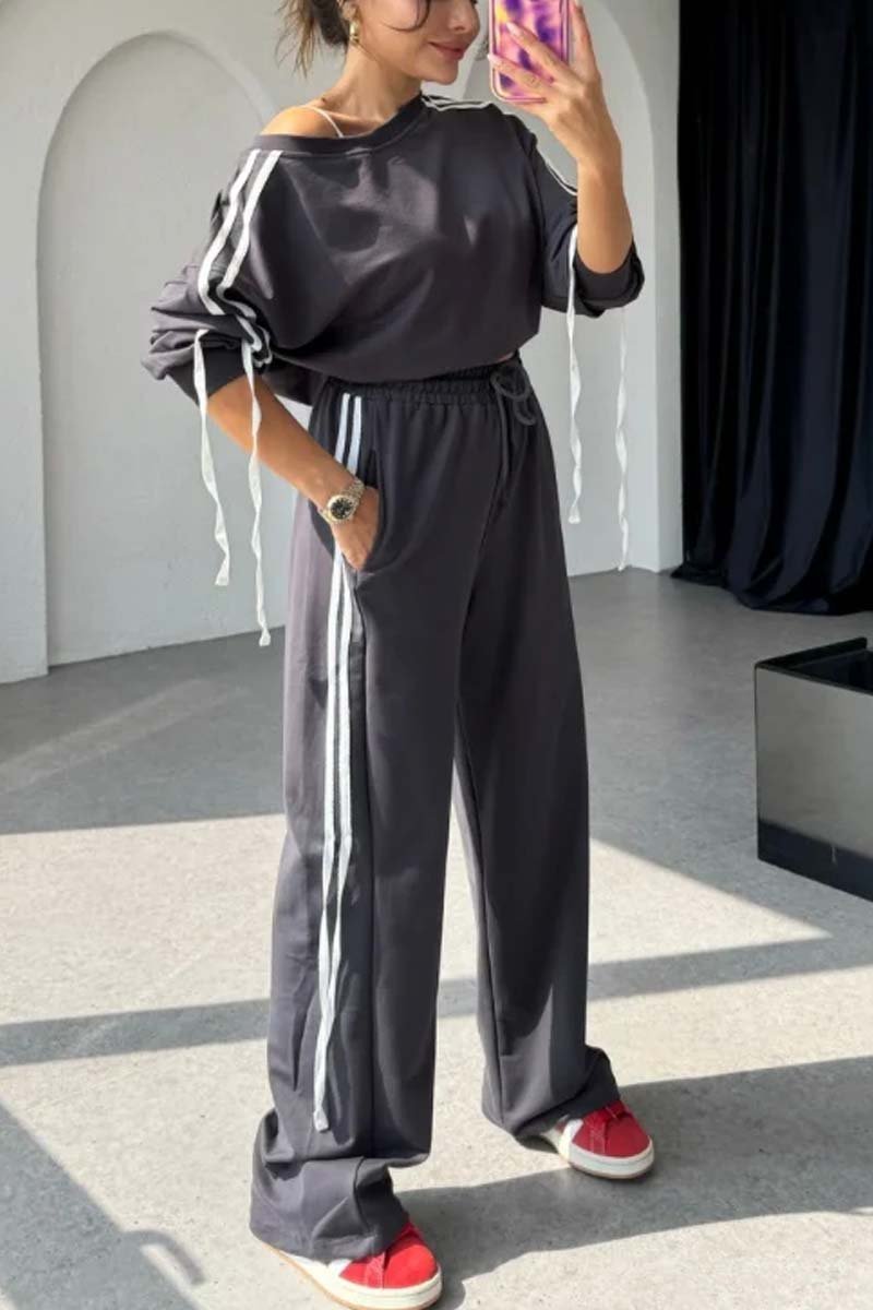 Women's Casual Side Web Tassel Track Suit