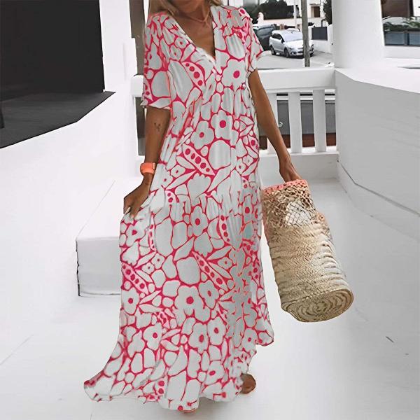 Short Sleeve Print Maxi Dress