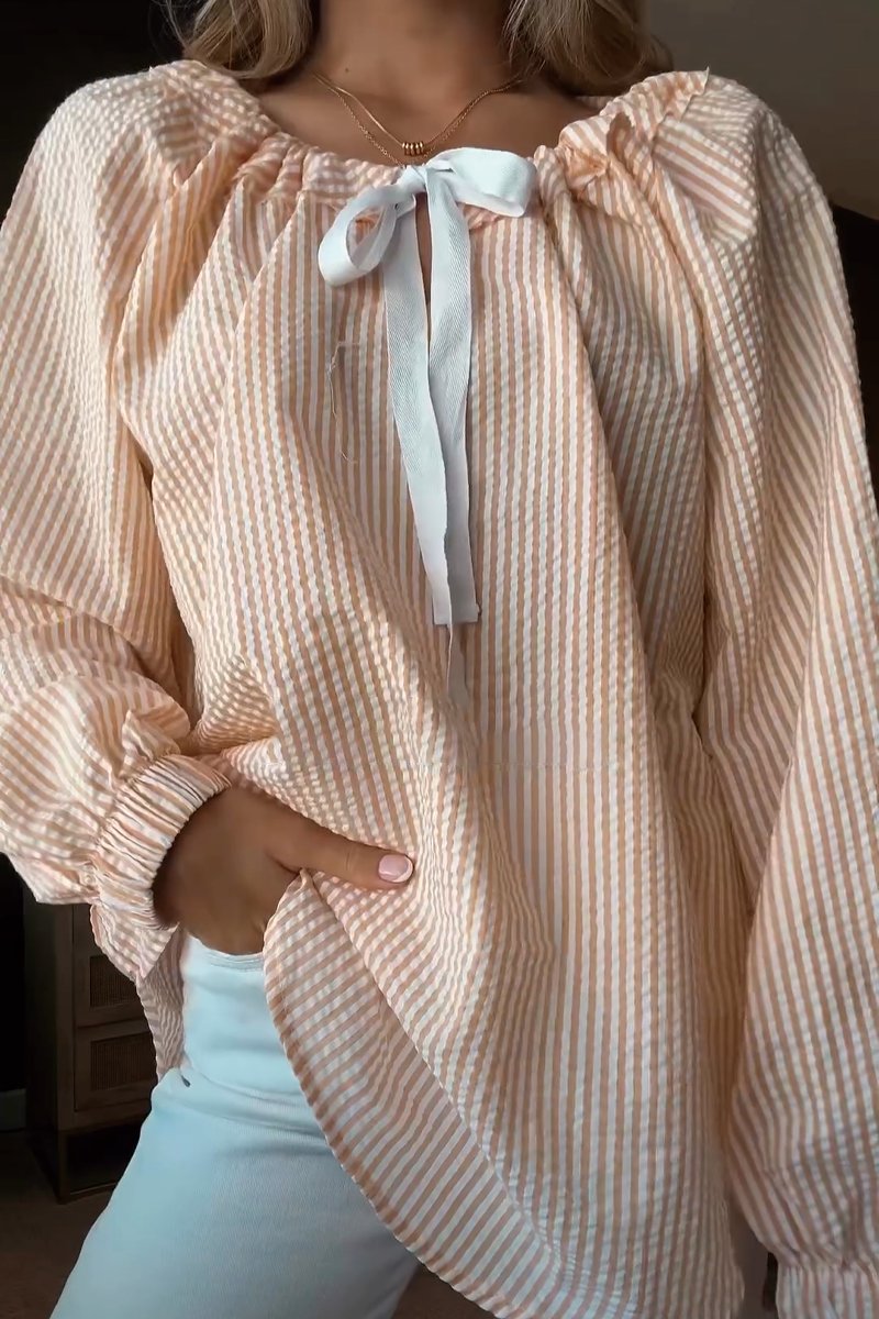 Women's Striped Lace-Up Sweater